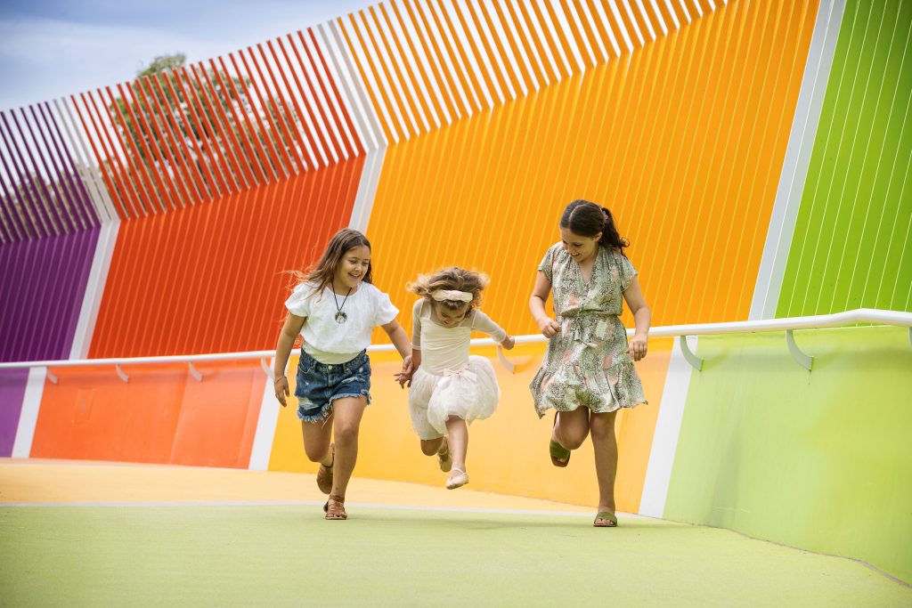 Georgia, Danika and Matilda on the PCHF Kids Bridge