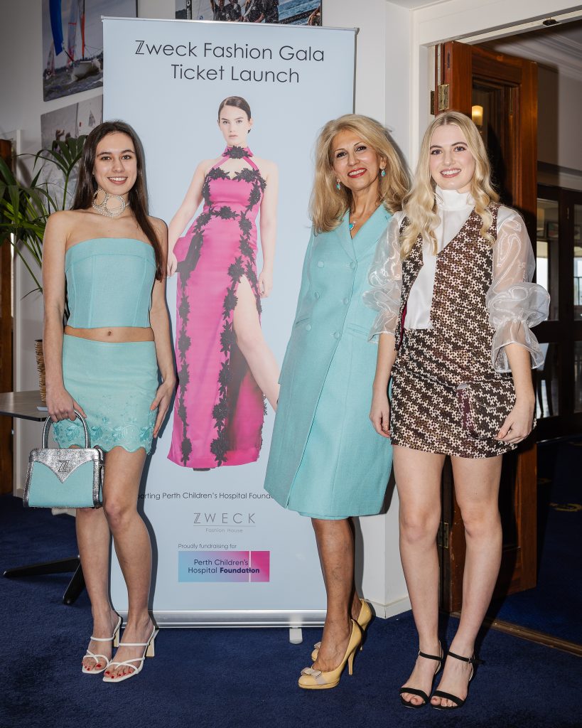 three models for a fashion gala event